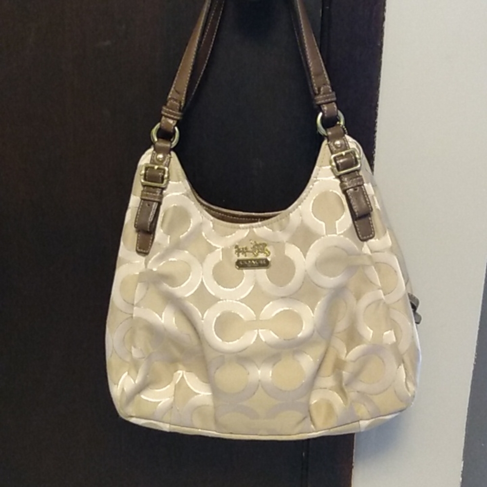 NWT - MAJOR REDUCTION TO SELL! Authentic Coach Monogrammed Gold Metallic Purse